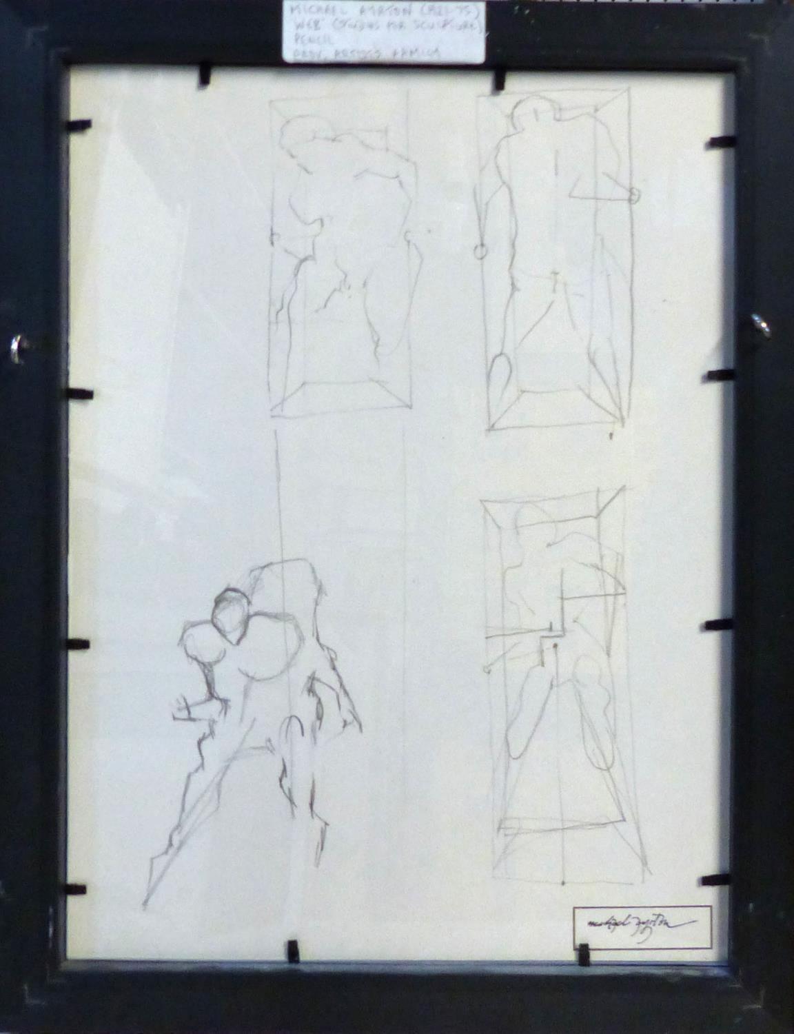 MICHAEL AYRTON, 1921 - 1975, DOUBLE SIDED PENCIL Titled 'Webb, Study of Sculpture', signed, framed - Image 3 of 3