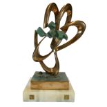 MSU PERS', 20TH CENTURY POLISHED BRONZE Untitled sculpture, signed and on onyx base. (h 24cm ,