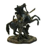 AFTER GUILLAUME COUSTOU, 1677 - 1746, A 19TH CENTURY BRONZE MARLEY HORSE Raised on a naturalistic