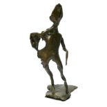 A 20TH CENTURY BRONZE STATUE, ABSTRACT FIGURE Signed underneath 'PRR'. (h 22cm)