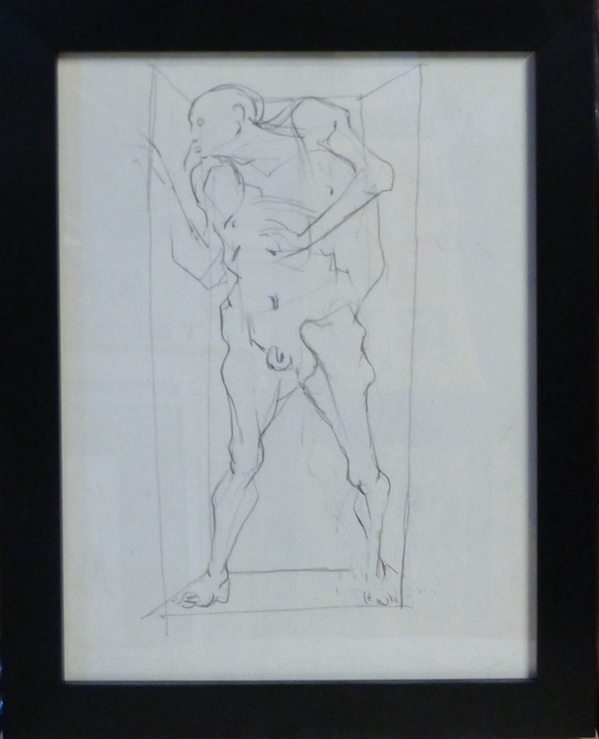 MICHAEL AYRTON, 1921 - 1975, DOUBLE SIDED PENCIL Titled 'Webb, Study of Sculpture', signed, framed - Image 2 of 3