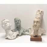 A GROUP OF FOUR STUDIO PLASTER BUSTS Male portraits. (largest 49cm)