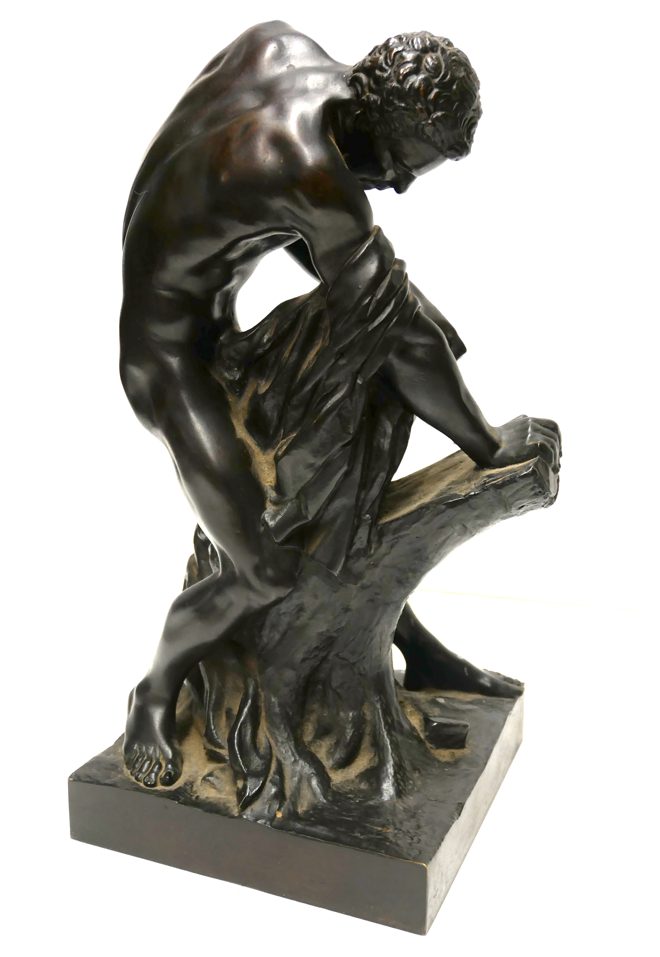 A FINE 18TH/19TH CENTURY BRONZE STATUE OF THE WRESTLER MILO OF CROTON Unsigned. (31cm) - Image 4 of 4