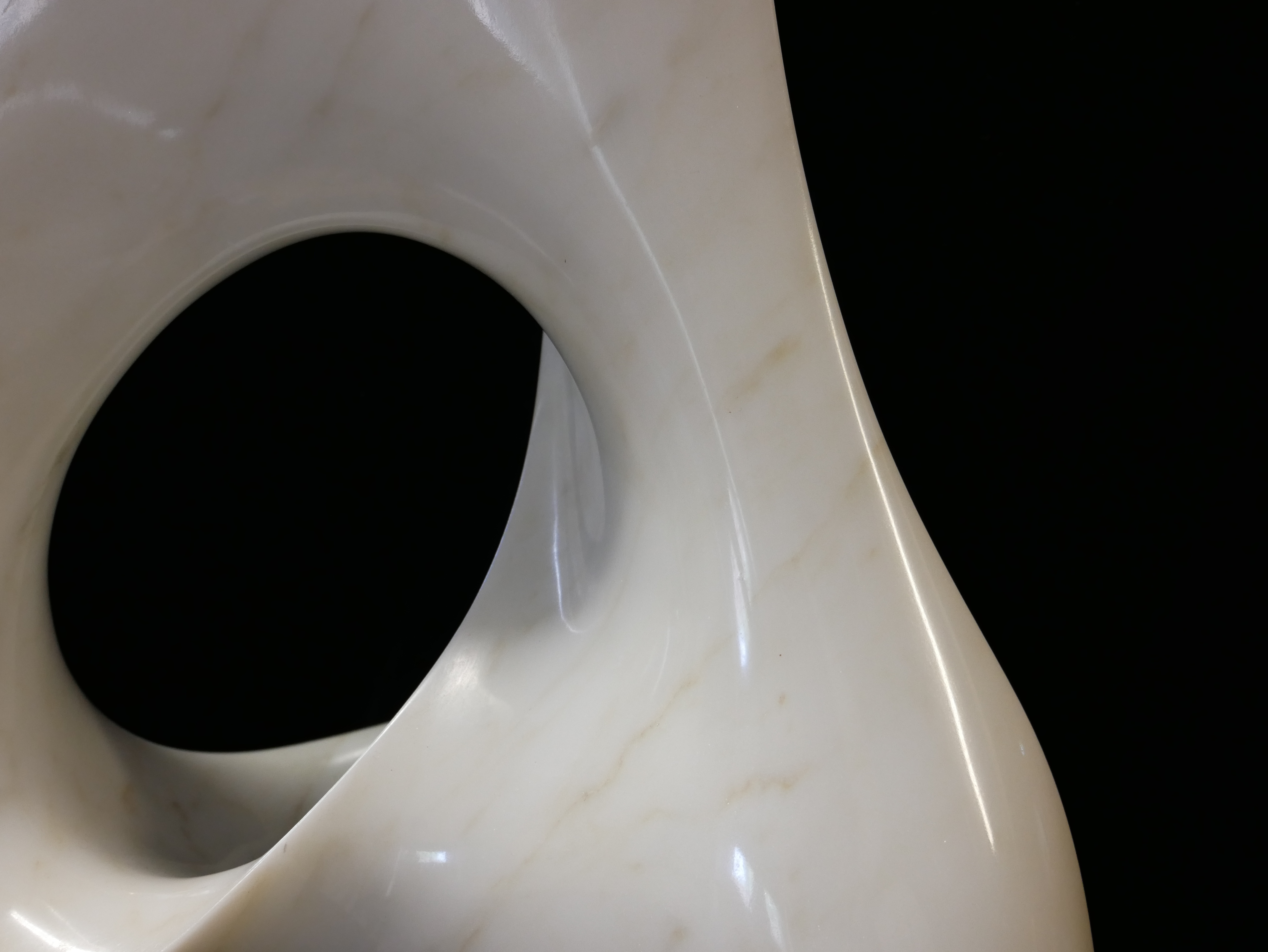 ANTOINE PONCET, B. 1928, SWISS WHITE MARBLE Titled 'Lumineuse 1977', on oval green marble base, - Image 3 of 4