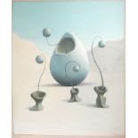 VICENZO P. DEMAAR, CROATIAN, SURREAL OIL ON CANVAS Giant egg with tendrils and repositories,