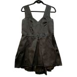 MARC JACOBS, BLACK SATIN SLEEVELESS PLEATED DRESS (size 4). Condition: A