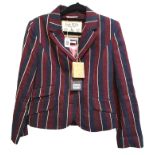 JACK WILLS, RED STRIPE TATTERSHAWL LINEN BLAZER (size 10). Condition: A+