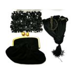 MARNI, TWO SUEDE CLUTCH BAGS One with oversized gilt clasp and the other with black plastic florets,