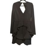 REBECCA VALLANCE, BLACK LONG SLEEVE DRESS With ruffled skirt with zip (size 12). Condition: A