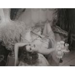 AMANDA ELIASCH, ORIGINAL BLACK AND WHITE PHOTOGRAPH Reclining semiclad female, mounted, framed and