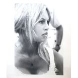 BRIGITTE BARDOT, BLACK AND WHITE PORTRAIT PHOTOGRAPH ON EMBOSSED PAPER Titled 'Brigitte Bardot in