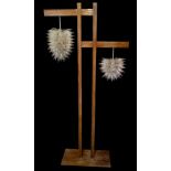 PHYLLIS MORRIS, AMERICAN, A TWO BRANCH STANDARD LAMP With stylish cluster light shades. (164cm)