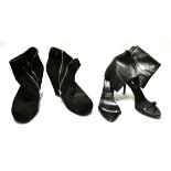 RICK OWENS, A PAIR OF BLACK SUEDE WEDGES Along with J.I.L. Sander, black leather heeled ankle