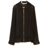 TOPSHOP, SHEER BLACK ZIP UP TOP WITH SATIN DETAIL (size 10), together with a sheer black blouse (
