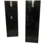 A PAIR OF EBONISED TWO DOOR DRESSING CABINETS WITH DIAMANTÉ DECORATION With fitted interiors, ex