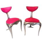 MARK BRAZIER-JONES, B. 1956, A PAIR OF LIMITED EDITION POLISHED ALUMINIUM DOLPHIN TAIL CHAIRS