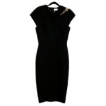 VICTORIA BECKHAM, SPRING SUMMER 2015, BLACK FITTED DRESS WITH DIAMANTÉ AND PEARL DETAIL TO