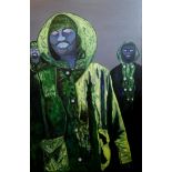 KRITI ARORA, B. 1972, OIL ON CANVAS PORTRAIT Titled 'The Urban Guerilla 1', hooded figures in