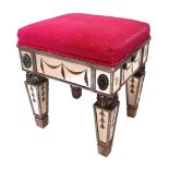 A STYLISH CONTEMPORARY VENETIAN STYLE STOOL With pink faux snake skin leather upholstered seat,