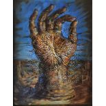 ALEXANDER NEWLEY (SACHA NEWLEY), B. 1965, OIL ON CANVAS Surreal study of a hand, framed. (approx im