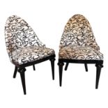 A PAIR OF CONTEMPORARY STANDARD CHAIRS Upholstered in a cut velvet on a cream ground, raised on