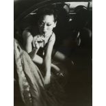 AMANDA ELIASCH, ORIGINAL BLACK AND WHITE PHOTOGRAPH, 1/15 Semiclad exotic female smoking with