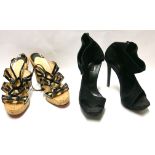 CHRISTIAN LOUBOUTIN, BLACK PATENT LEATHER AND CORK WEDGES (size 39.5), along with a pair of Jil