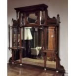 LATE 19TH CENTURY MAHOGANY OVER MANTLE MIRROR.