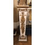 AN EDWARDIAN PAINTED PEDESTAL With gilt floral decoration. (104cm)