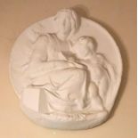 A LARGE EARLY 20TH CENTURY PLASTER RELIEF PLAQUE Mother and child. (84cm x 88cm)