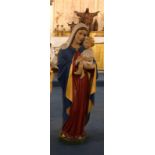 A LARGE PLASTER STATUE Madonna and child. (90cm)