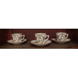 THREE VICTORIA JUBILEE BAR WARE CUPS AND SAUCERS. Condition: saucers cracked