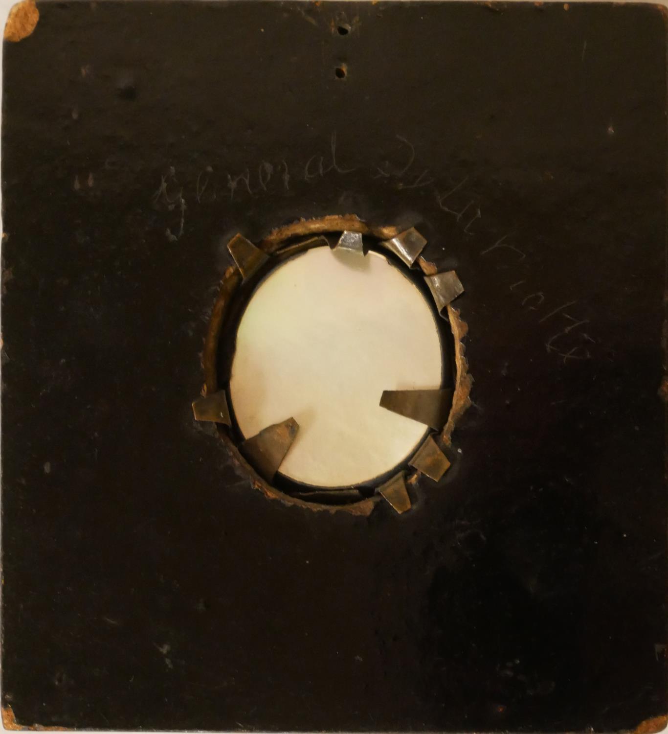 AN 18TH CENTURY MINIATURE OVAL PORTRAIT OF A GENTLEMAN On mother of pearl, in an ebonised frame. ( - Image 2 of 2