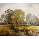 E.R. ROBERTS, 20TH CENTURY WATERCOLOUR Riverscape, near Wistow, framed and glazed. (60cm x 43cm)