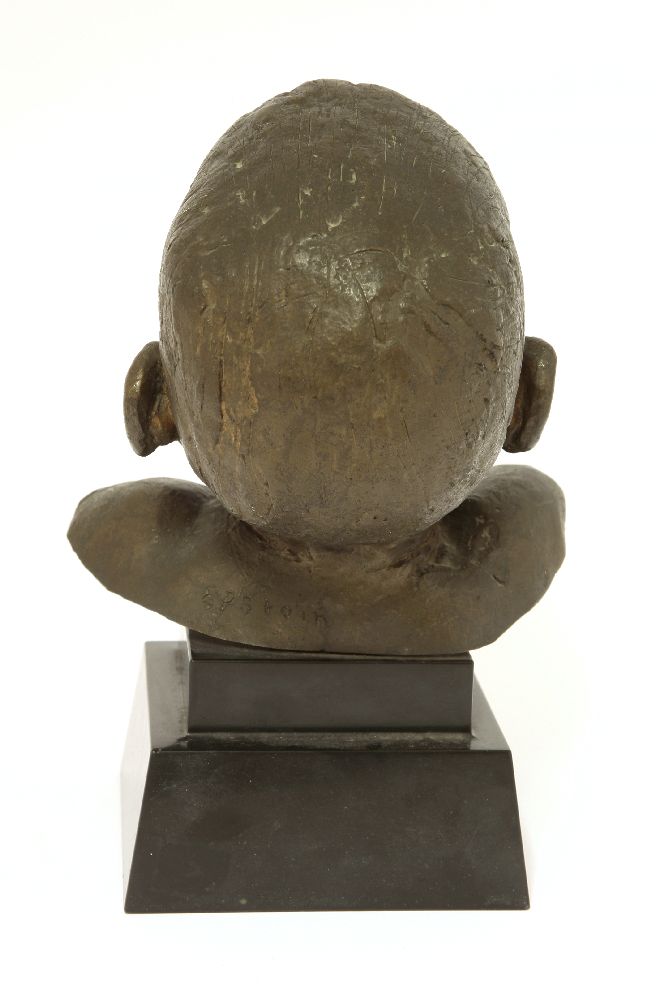 *Sir Jacob Epstein (1880-1959),a cheerful baby's head, bronze, on a stepped black marble plinth, - Image 3 of 5