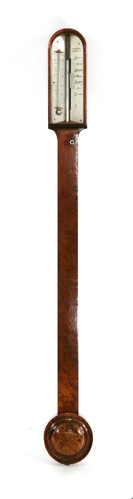 A George III rosewood stick barometer,the ivory register inscribed 'F Walker, Maryport', over a