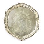 A late Victorian silver card tray,by Henry Stratford, London 1891, incised and stamped 'MUNSEY