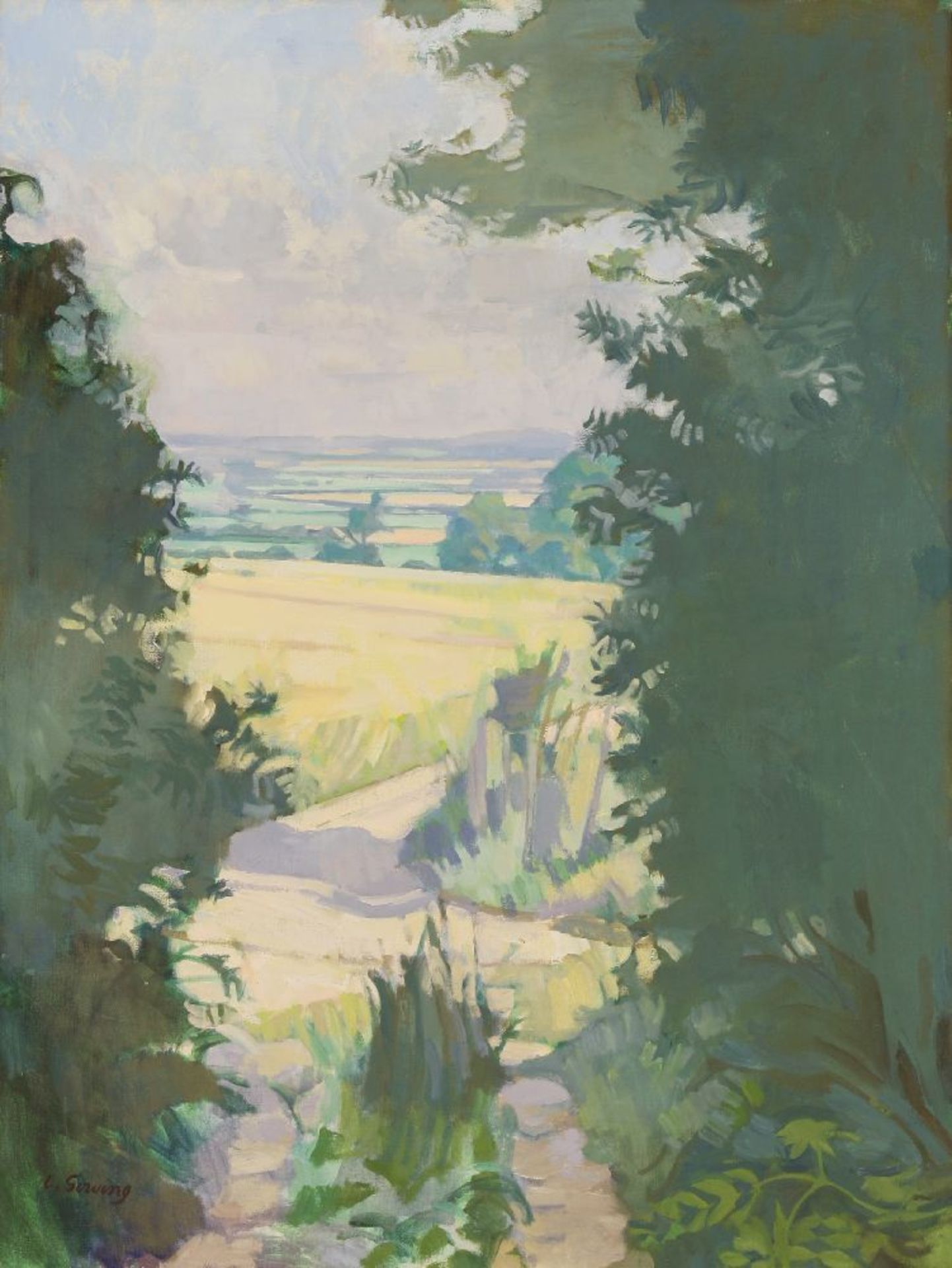 *Sir Lawrence Gowing RA (1918-1991)A SUNLIT LANDSCAPESigned l.l., oil on canvas92 x 71cm*Artist's