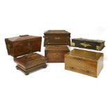 A Chippendale period three-compartment tea caddy,with inlaid, strung and crossbanded decoration,27cm