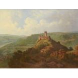 A...Arnst (German, 19th century)A CASTLE IN A RHINELAND LANDSCAPESigned and dated 1858 l.r., oil
