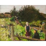 *Carel Weight RA (1908-1997)BY THE FENCESigned l.l., oil on board41 x 51cm*Artist's Resale Right may