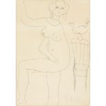 *Roger Hilton (1911-1975)STANDING NUDE WITH BIRD AND CHAIRSigned with initials and dated '73 l.r.,