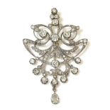 A French late 19th century diamond set brooch pendant, c.1890,signed 'Mellerio Dits Meller Paix
