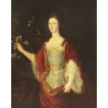 English School, late 18th centuryPORTRAIT OF A LADY, THREE-QUARTER LENGTH, IN A WHITE DRESS AND