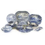 A Copeland Spode blue and white part dinner service,in the Italian pattern, including:20 dinner