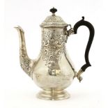 A late Victorian silver coffee pot,by Fordham & Faulkner, Sheffield 1900, in the mid-18th century