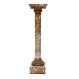 A sgraffito marble column,19th century, with a square top and plinth and spelter mounts,116cm high