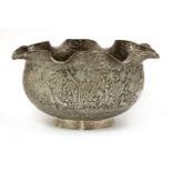 A Raj Silver Indian silver bowl, Lucknow c.1890,a 'Jungle' pattern bowl, the base chased with the