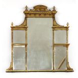 A late Victorian giltwood and gesso overmantel mirror,with five bevelled plates,160cm wide166cm