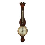 An inlaid mahogany wheel barometer, 19th century, the silvered dial inscribed 'Dom Gatty & Co. N94